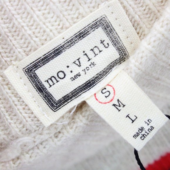 Mo:Vint Knit Pencil Skirt Womens Beige Striped Pullon Cotton Blend Small S NWT - Picture 5 of 8